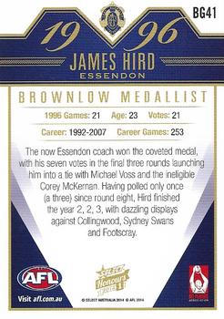 2014 Select AFL Honours Series 1 - Promos #BG41 James Hird Back